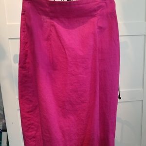 Fuschia linen pencil skirt